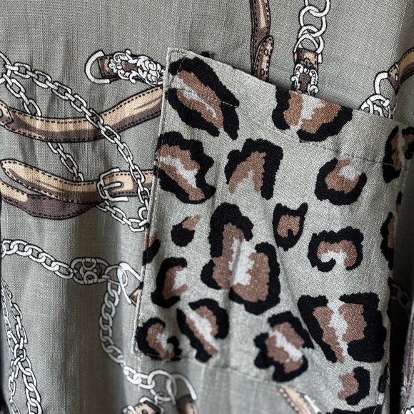 NWT Tribal LS Blouse Sage Leopard Chain in XL 16. NEW Business Casual - Picture 10 of 11